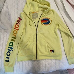 Aviator Nation Cream Hoodie with Logo